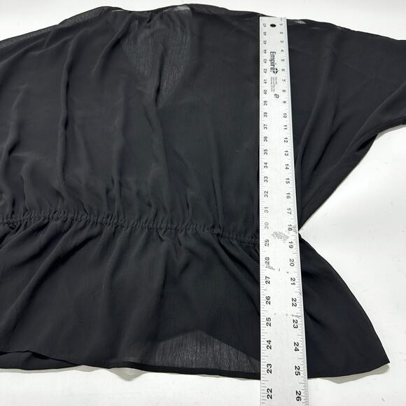 Lane Bryant Babydoll Top Women Plus Size 18 Black Sheer Short Sleeves Casual - Picture 5 of 9